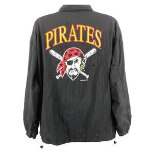 90s Pittsburg Pirates MLB Baseball black windbreaker jacket 1990s vintage